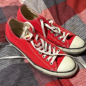 Converse Red and White Canvas Sneakers